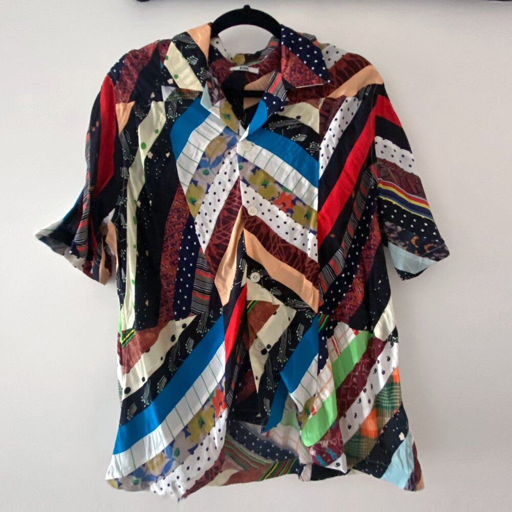 Bode multi-color patchwork short sleeve button up